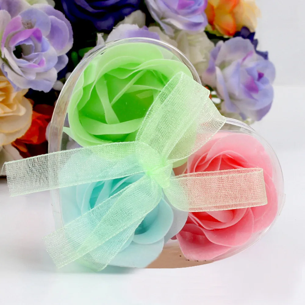 3 шт. ароматизированное мыло с лепестками розы для ванны и тела свадебный подарок