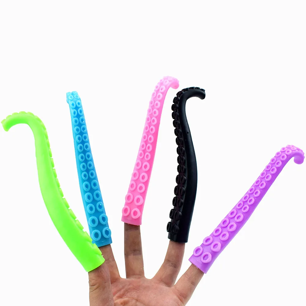 

New Exotic Eco-friendly Octopus Tentacle Finger Puppet Telling a Story Mini Finger Prank Toy