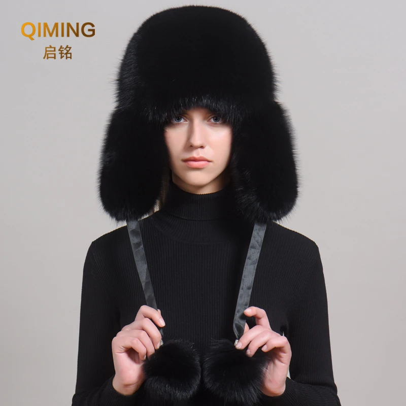 Fashion Luxury Brand Fur Ball Hat Beanies Fox Fur Hat Winter Hats For Women New Furry Real Raccoon Fur Hat Female