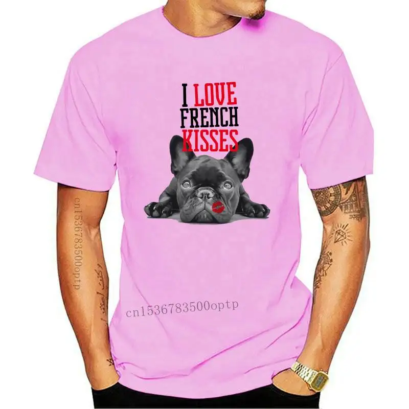 

New 2021 Harajuku I Love French Kiss Letter Women T-Shirt French Bulldog Mom Print T Shirt Fashion Casual Tops Lovely Girl Tee