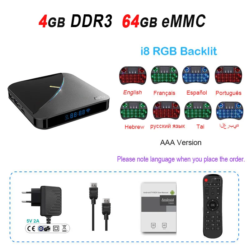 4GB 64GB i8RGB A95X F3 Air Smart tv Box Amlogic S905X3 Android 9,0 tv Box 4GB 64GB 2,4G 5G Wifi 8K RGB светильник медиаплеер 4K Netflix A95X Box - Цвет: 4GB 64GB i8RGB