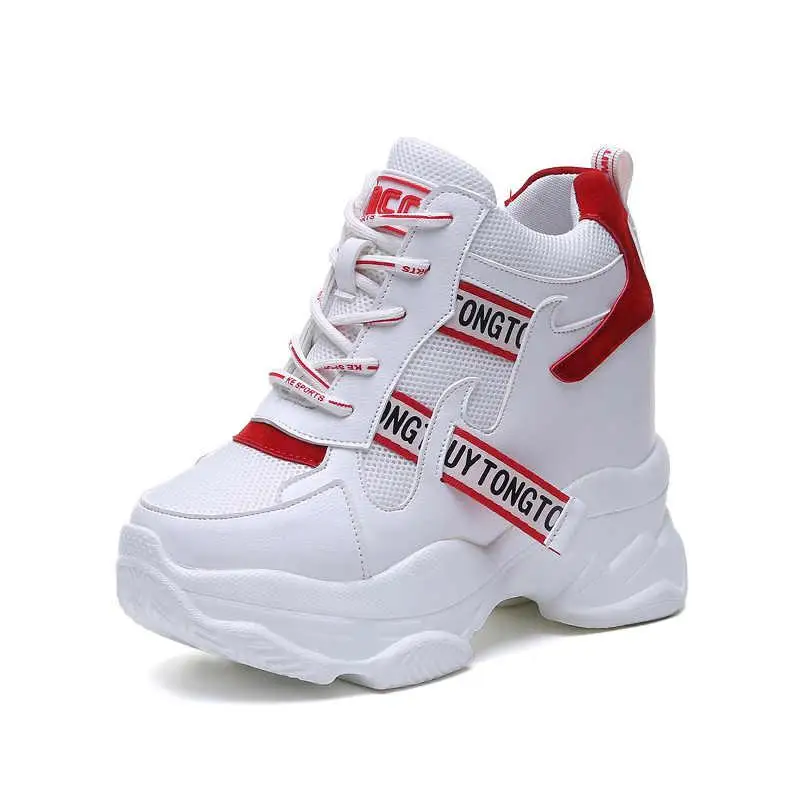 2020 White Trendy Shoes Women High Top Sneakers Platform Ankle Boots Basket Femme Chaussures Femmes Height Increase | Обувь