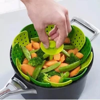 cookware plastic steaming food basket mesh silicone faucet steamer folding food vegetable vapor cooker dish foldable steamer