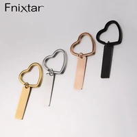 fnixtar 20pcs custom heart blank bar hanging keyring mirror polished stainless steel key chain for diy making keychain jewelry