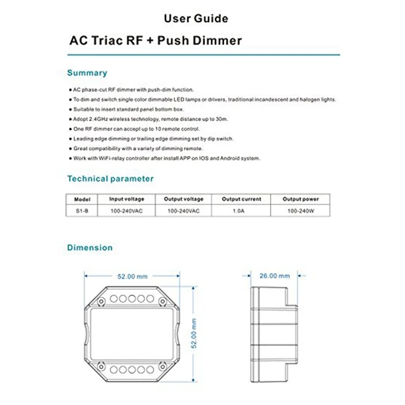 Светодиодный диммер Triac AC100 240V 2 4G беспроводной RF дистанционный Диммируемый