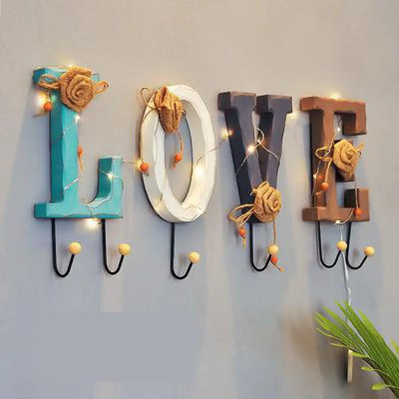 

Creative Letter Digital Wall Clothes Key Hook Decoration Porch Door Room Shelf Hanger Kawaii Room Decor Accessories