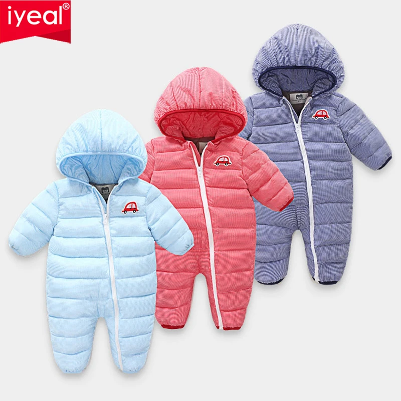 Младенцы Зима Ползунки для новорожденных девочек и мальчиков Комбинезон малыша