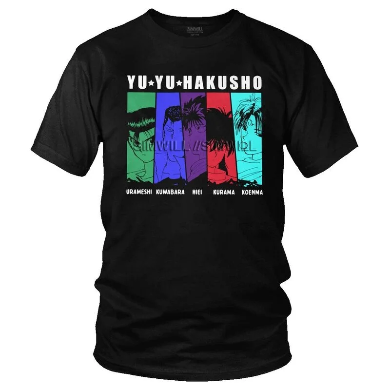 Футболка Yu Hakusho мужская с коротким рукавом хлопковая тенниска Yusuke Urameshi Kurama Hiei
