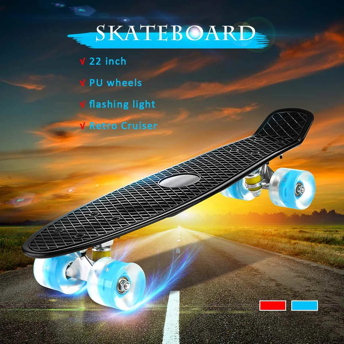 

LED Flashing Wheels Longboard Beginnner Maple Long Board Boy and Girl Retro Four-wheel Skateboard Adult Teenager Skate Board