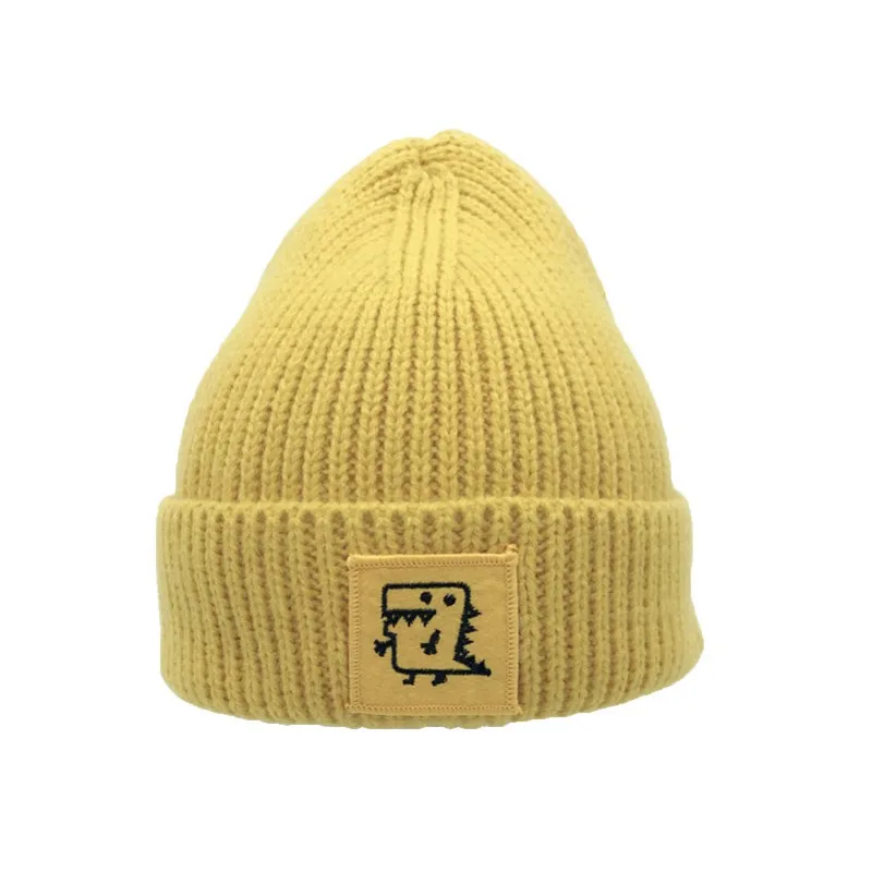 Милая зимняя детская шапка для новорожденных Повседневная однотонная вязаная