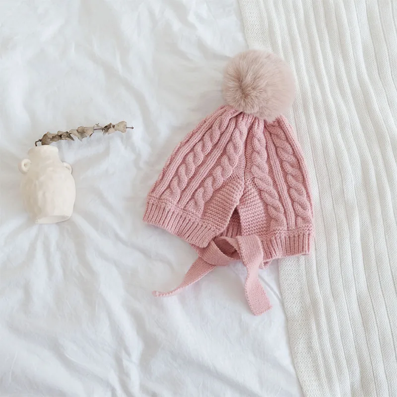 Pink Новая модная детская зимняя шапка с помпонами, детская шапочка, детские шапки для девочек и мальчиков, детская шапочка, шапка для маленьких мальчиков и девочек - Цвет: Pink