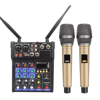 4 channels audio mixer wireless microphone condenser microphone kits audio interface bluetooth mixing console 48v phantom power