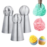 3pcsset russian ball flower icing piping nozzles fondant tips cake decoration tools kitchen pastry cupcake baking pastry tools