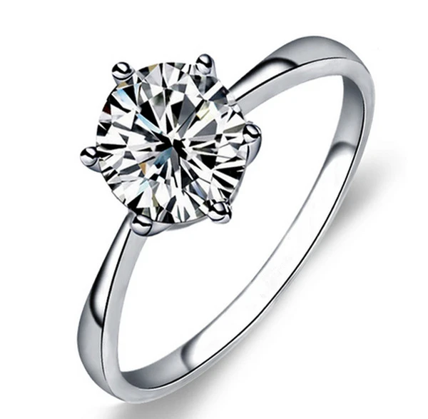 Hot sale white gold color rings inlaid big crystal for women wedding jewelry latest popular 2 carats finger gift | Украшения и