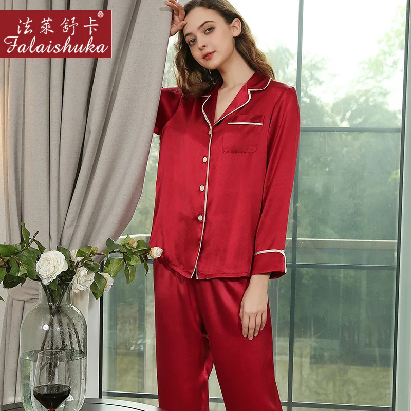 New 100% genuine silk pajamas sets women sleepwear Korean Elegant ArmyGreen fashion 100% pure silk womens pyjamas T8262