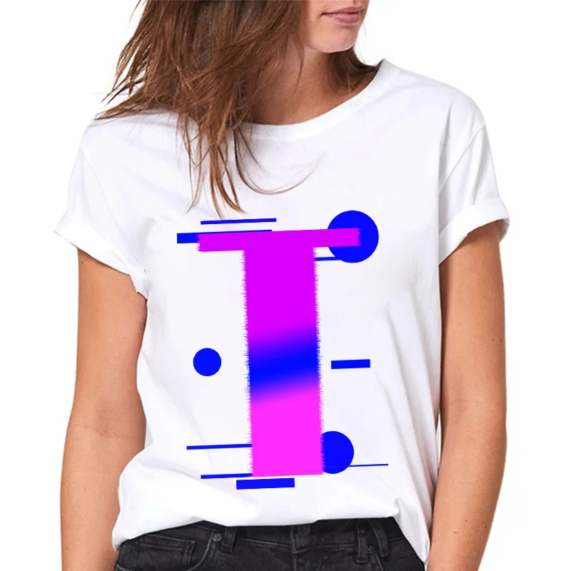 

Футболка женская с надписью «Алфавит», модный топ с 26 буквами, Повседневная рубашка, белый цвет, размеры XXXL