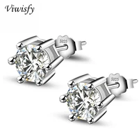 viwisfy real 925 sterling silver earrings for woman six claws crystal stud earrings women vw21035
