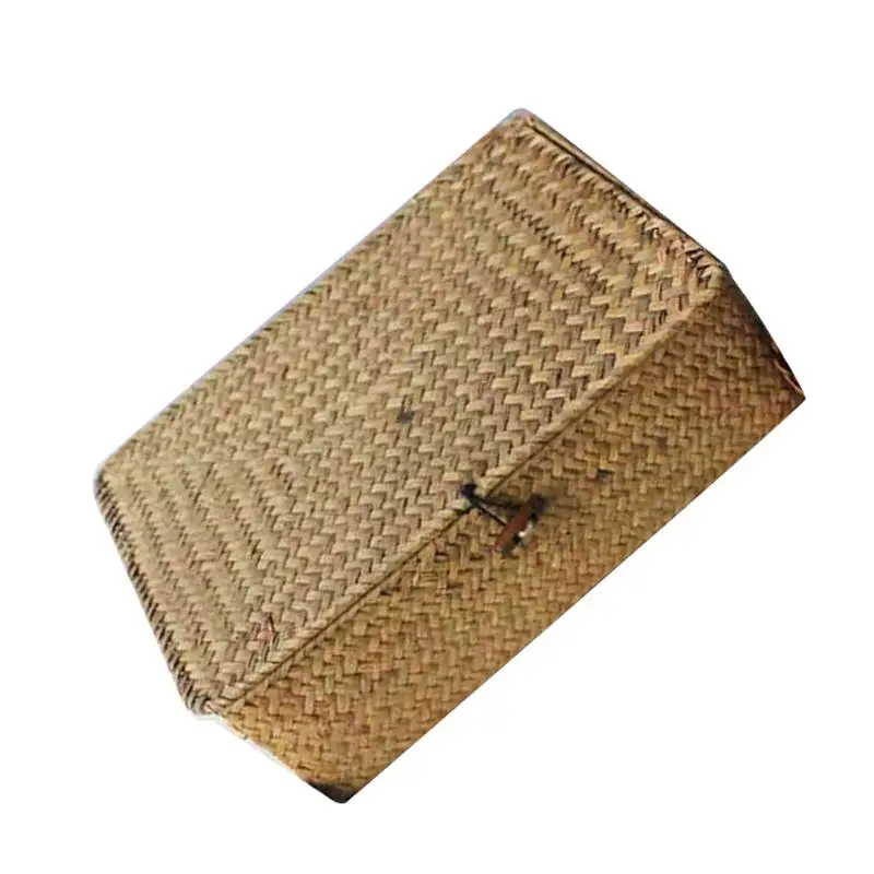 Тканая корзина из травы коробка для хранения косметики чехол с крышкой спальни