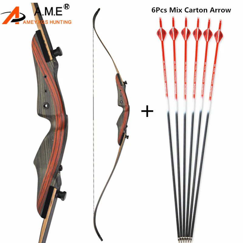 

1PC 20-50 lbs Archery 62" Recurve Bow black Laminated Maple limb RHTake Down Bow Shooting Hunting with SP500 Mix Carton Arrow