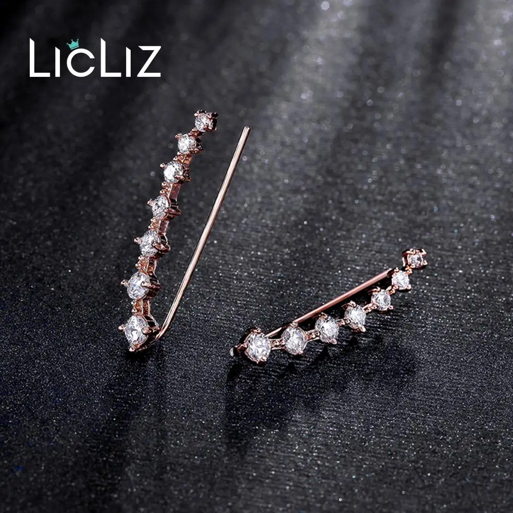 LicLiz новые модные серьги гвоздики из циркона для женщин с фианитами и кристаллами