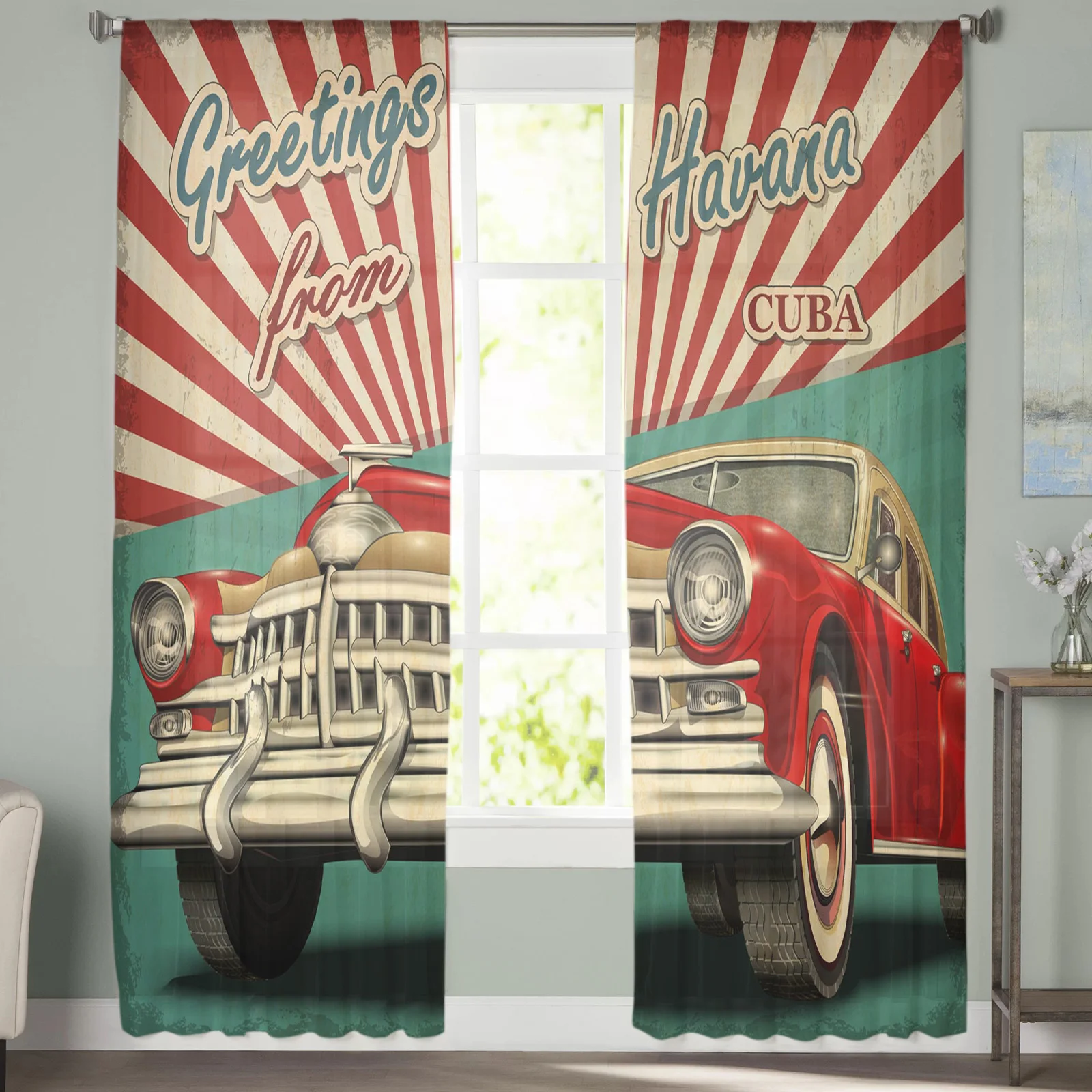 Красные автомобильные Ретро прозрачные Занавески s современные газовые