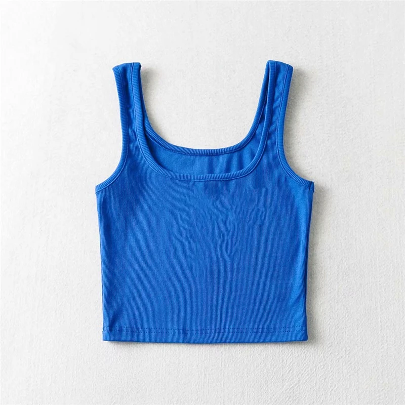 Топ LUNDUNSHIJIA женский хлопковый в рубчик Модный облегающий без рукавов