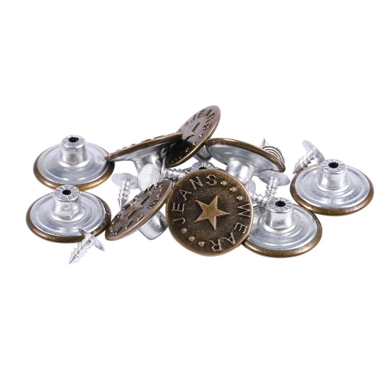 Джинсовая куртка с принтом звезд Металлическая пуговица бронзовый цвет 10