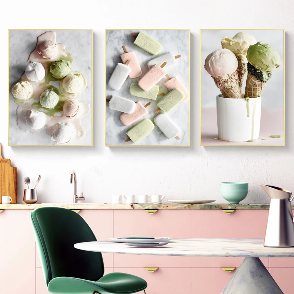 

Nordic Delicious Ice Cream Canvas Painting Posters And Prints Modern Wall Art Pictures For Kitchen Baking Coffee Shop Home Decor
