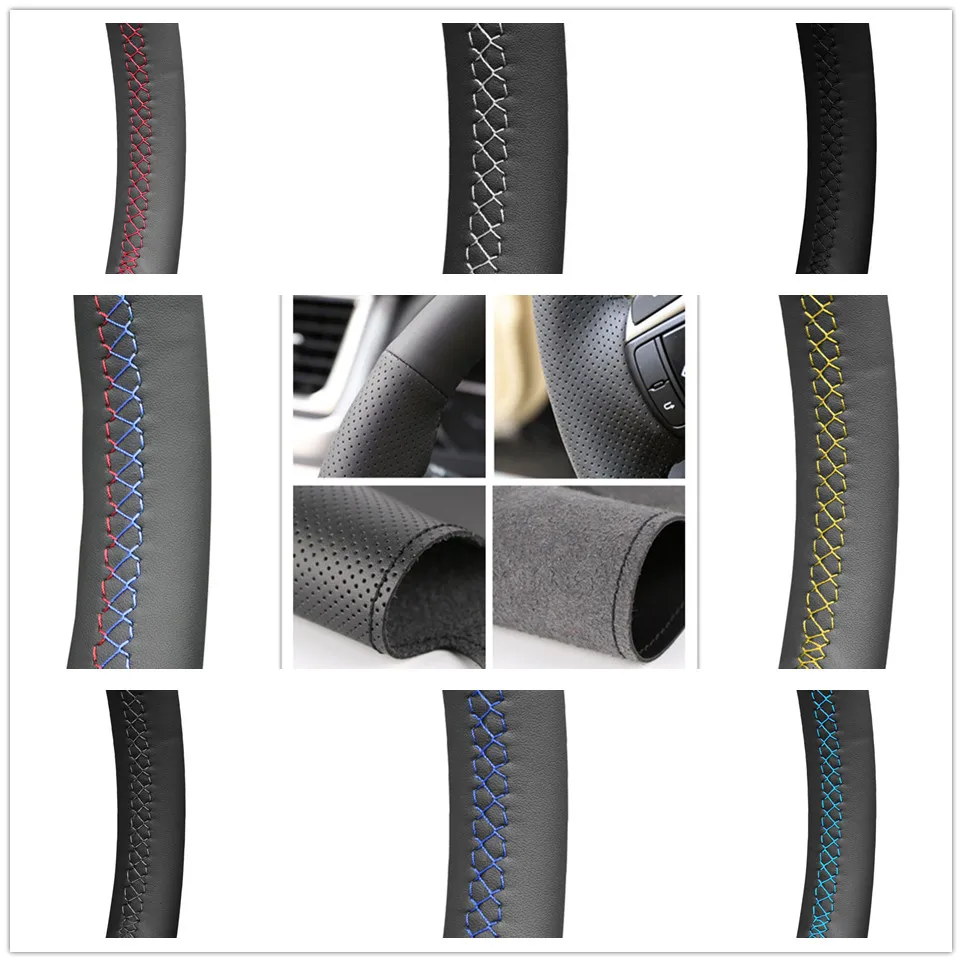 Чехол для руля натуральная кожа черный чехол рулевого колеса автомобиля Land Rover