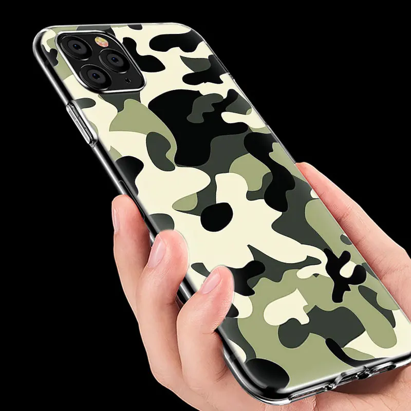 Камуфляжный узор армейский Мягкий силиконовый чехол для Apple iPhone 11 Pro XS Max X XR 6 6s 7 8