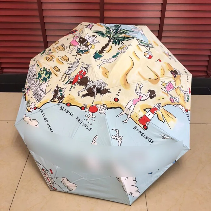 Ветрозащитный Автоматический Зонт от дождя 3 складывания роскошные большие