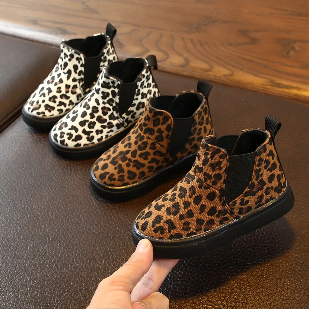 Детская обувь детские ботинки Детские Зимние теплые короткие с леопардовым