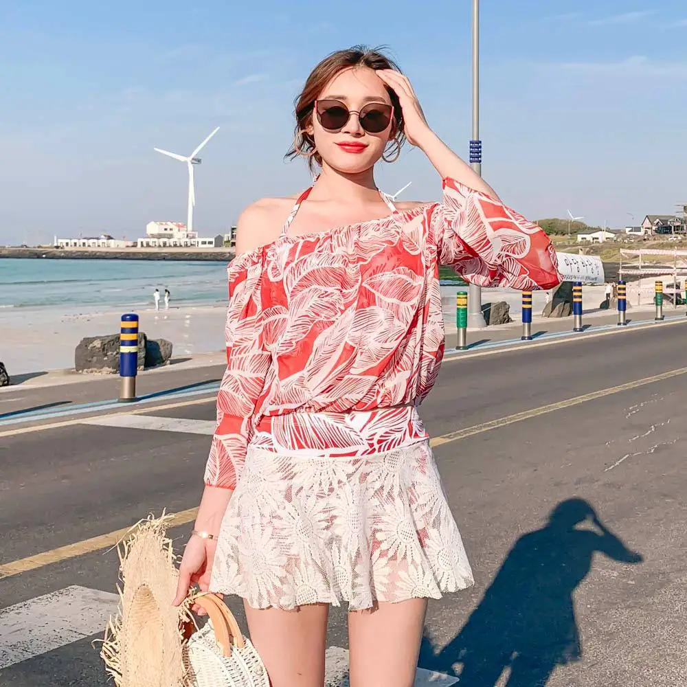 Купальник женский в Корейском стиле пикантный новый комплект с принтом и