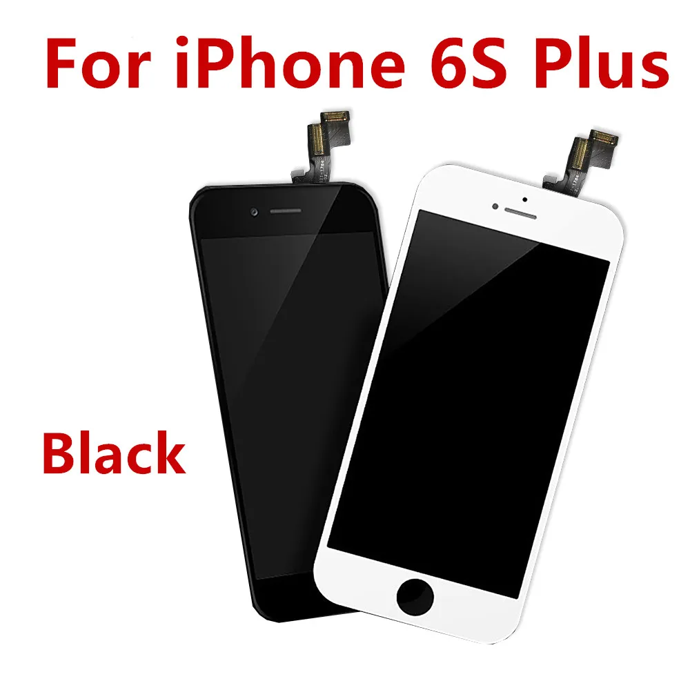 For 6S Plus Black AAA+++ ЖК-дисплей для iPhone 6 6S Plus, сенсорный экран, сменный дигитайзер, сборка для iPhone 5, 5S, без битых пикселей, закаленное стекло - Цвет: For 6S Plus Black