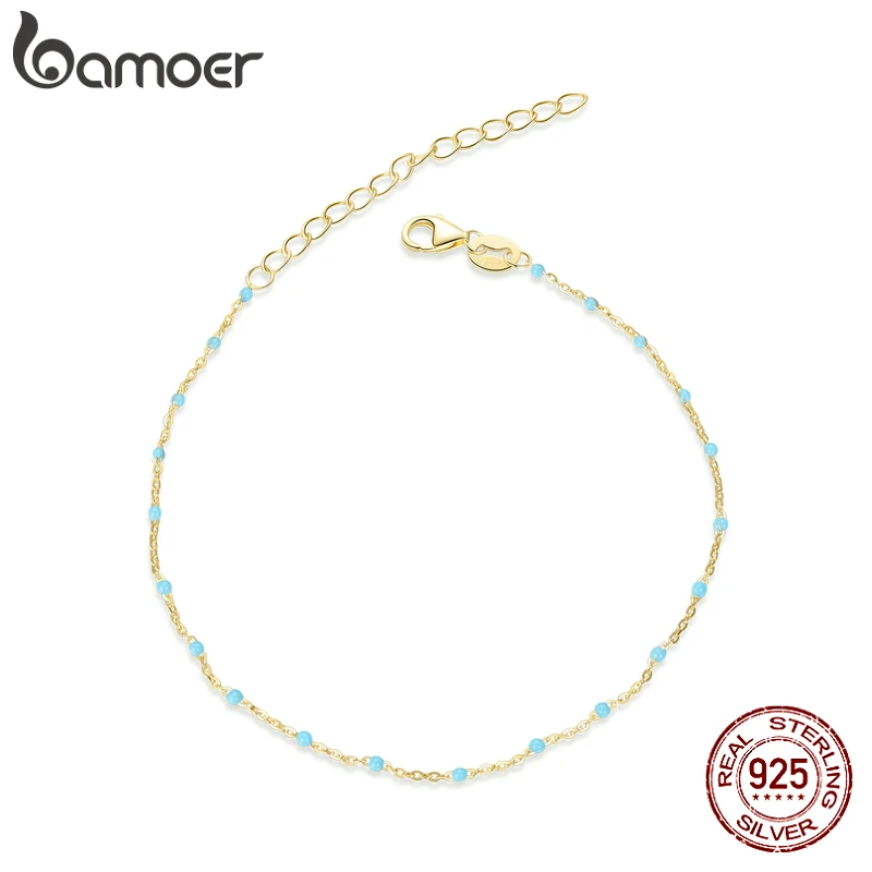 Оригинальный браслет bamoer из серебра 925 пробы с эмалью Bohmian бирюзы регулируемые