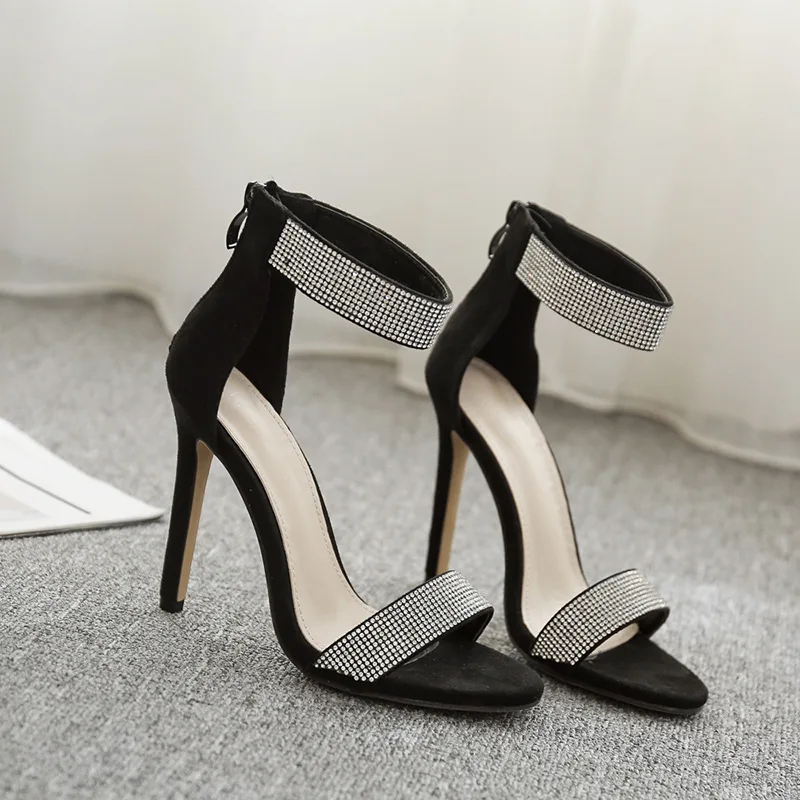 

2019 summer new diamond high heel shoes heel sandals
