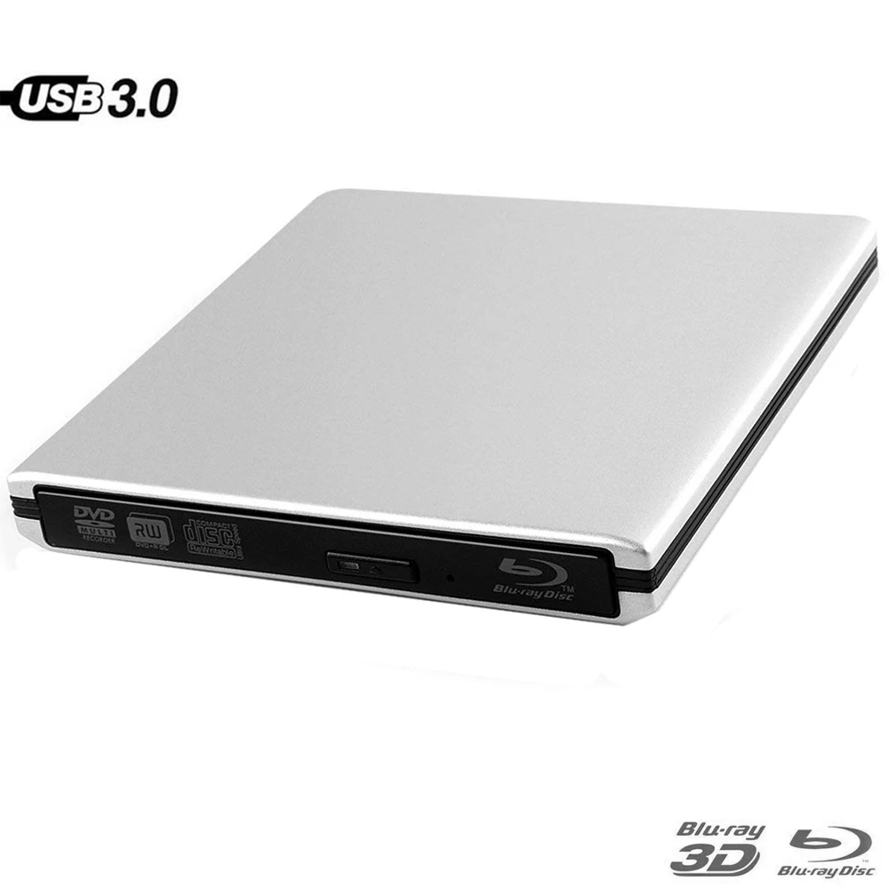 USB 3.0 External Blu-Ray Optical drive Bluray BD-rw Burner BD-RE CD/DVD RW Writer lay 3D 4K Blu-ray Disc for Laptop PC HP DELL