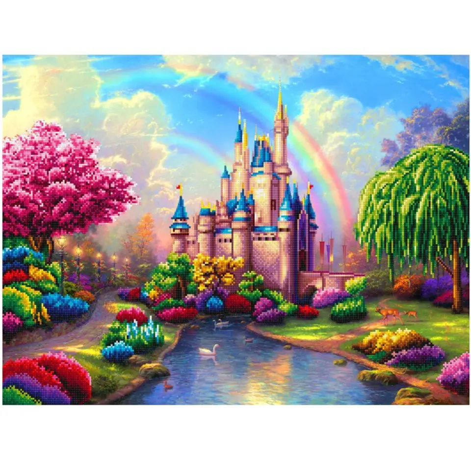 

5D Diamond Painting Handicrafts Sewing Cross stitch "Rainbow Castle" Full Square DIY Sticker Diamond Embroidery Decoration Gift