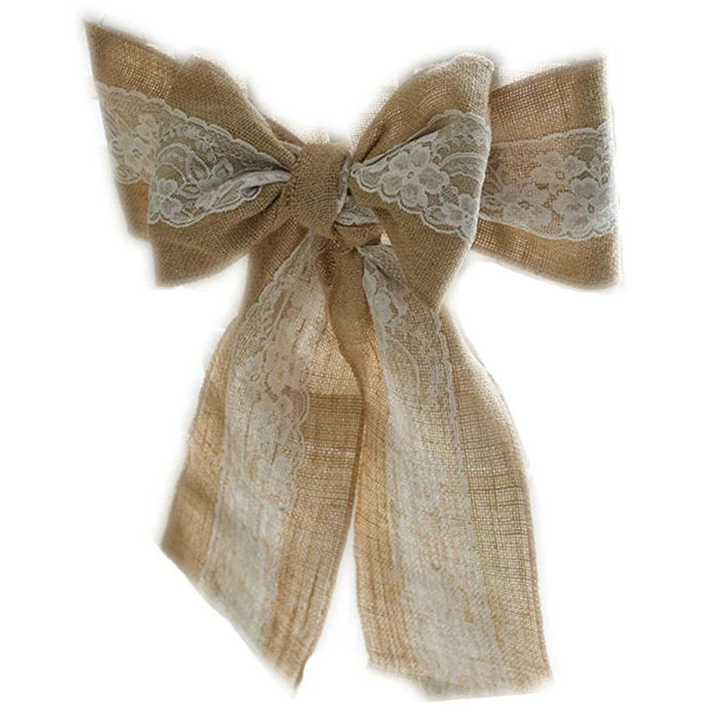 10 шт. 240X15 см кружевной стул с джутовым баннером поясом чехол Hessian джутовый льняной