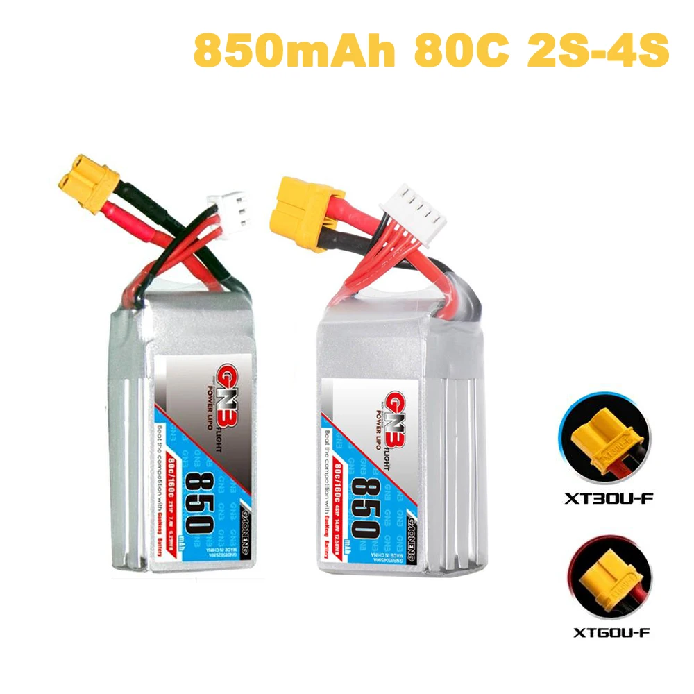 

Gaoneng GNB 850mAh 2S-7.4V 3S-11.1V 4S-14.8V 80C/160C Lipo Battery With XT60 XT30 Plug For FPV Racing Drone RC Helicopter