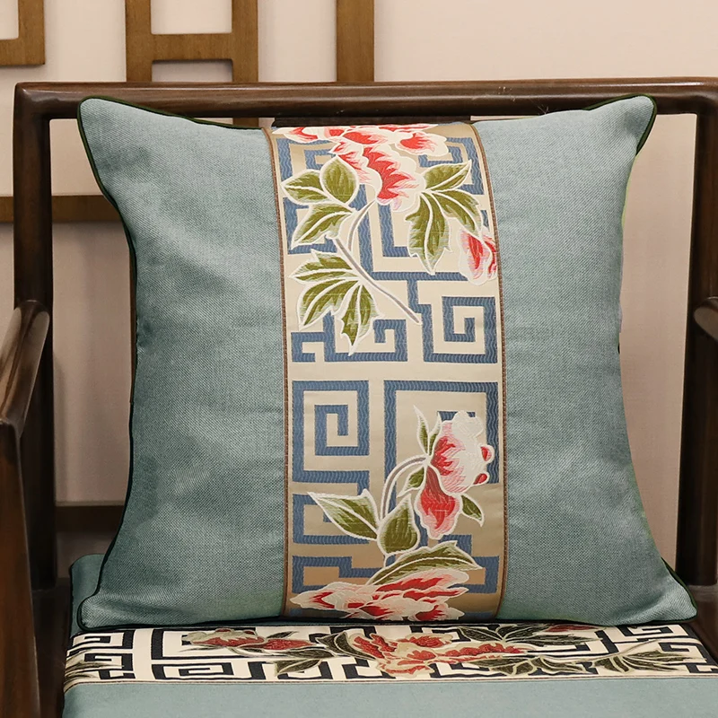 

Cushion Cover Decorative Pillow Case Traditional Embroidery High Quality Luxury Linen Material For Comfortable Throw Pillow