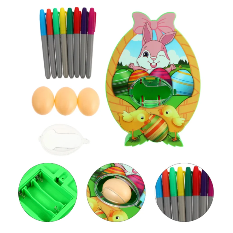 

Easter Egg Decoration Set Decorating Machine With Spinner Decorator Kit With 8 Colors 3 Eggs