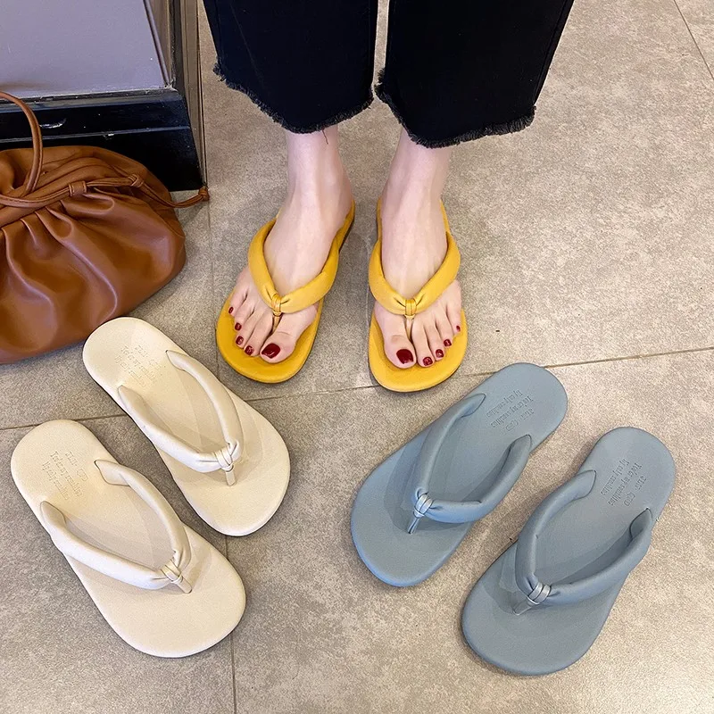 

Female Shoes Slippers Casual Rubber Flip Flops Platform Lady Slides Summer Clogs Woman Low 2021 Luxury Hawaiian Soft Girl Flat