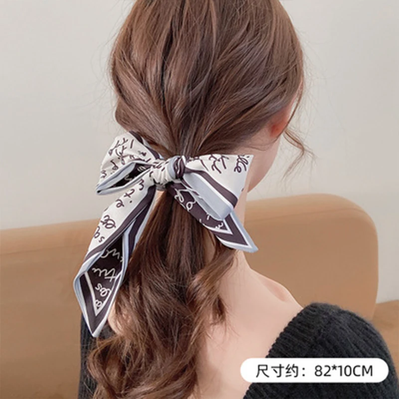 

New Spring and Autumn Striped Printed Silk Square Scarf Hair Tie Women's Hair Accessories Headscarf Headband Gift Decoration