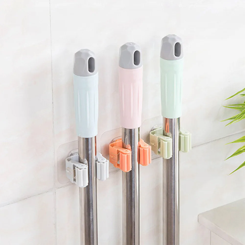 

4pcs Adhesives Multi-Purpose Hooks Wall Mounted Mop Organizer Broom Hanger Hook High Quality Bathroom Kitchen Storage Tool