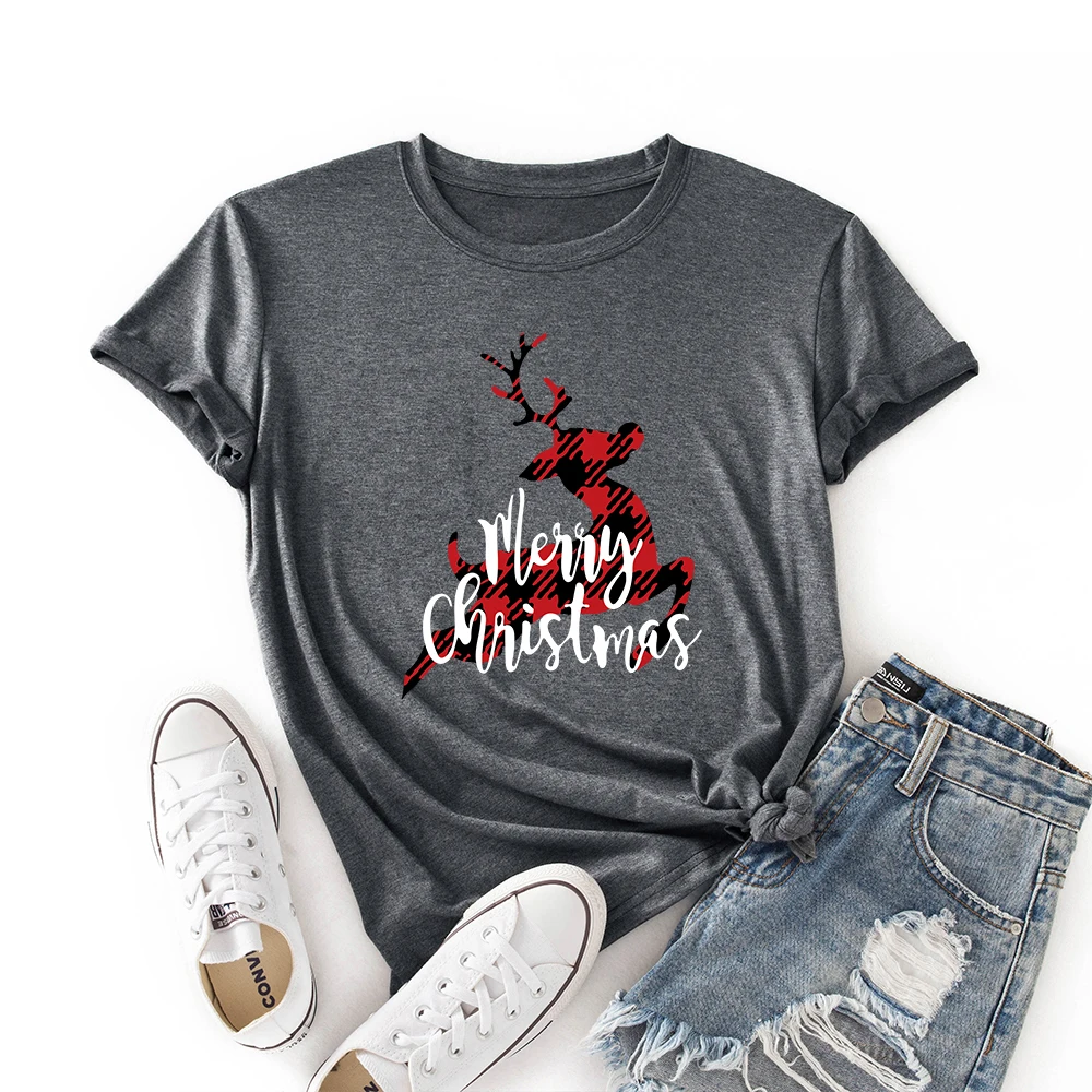 

Women Crew Neck Short Sleeve Casual Summer T-shirts Graphic Tee Shirts Tops Female Clothes Christmas Shirts for Woman