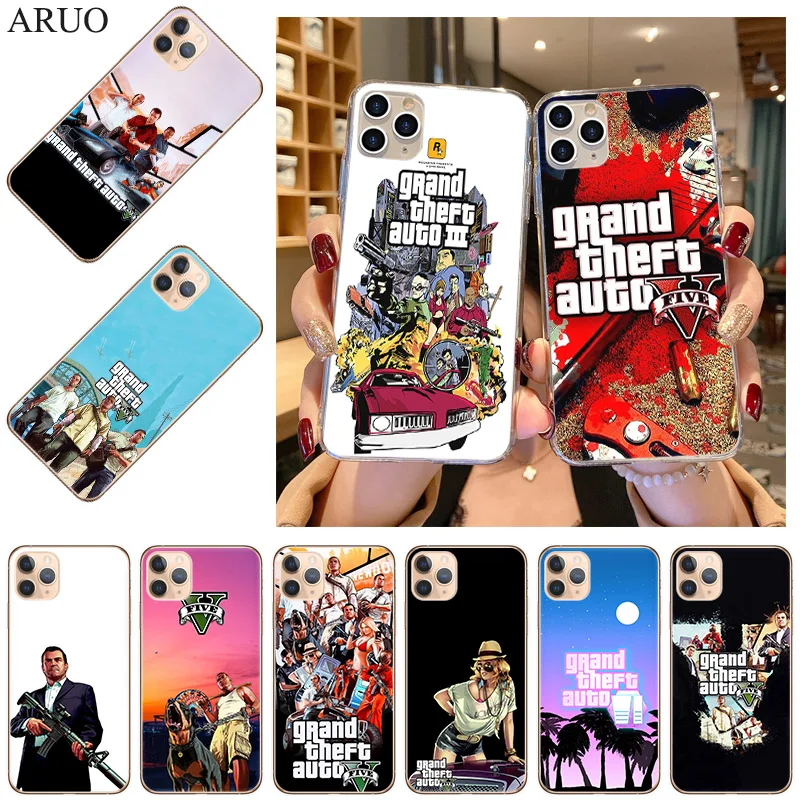 

Phone Case For iPhone 13 12 11 Pro XS Max 7 8 6 6s Plus 13Mini SE2020 X XR Grand Theft Auto GTA Soft TPU Silicone Cases Cover