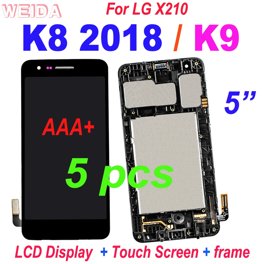 

5pcs LCD For 5.0" LG K8 2018 LCD LG K9 Display Aristo 2 Plus SP200 MX210 X210MA X210 Touch Screen Digitizer Assembly with frame