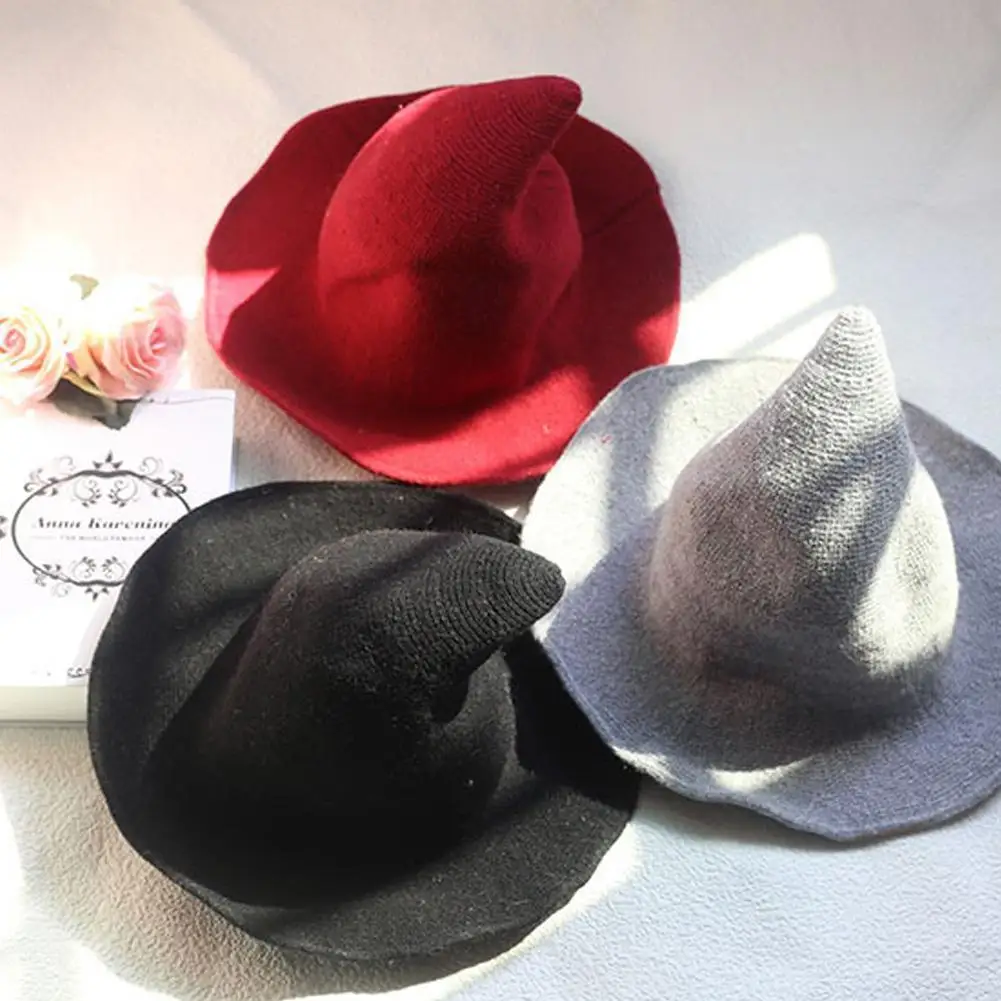 

Halloween Witch Hat Men And Women Wool Knitted Hat Fashion Hat Diversified Along The Hat Girlfriend Gifts 2021 Hotsale