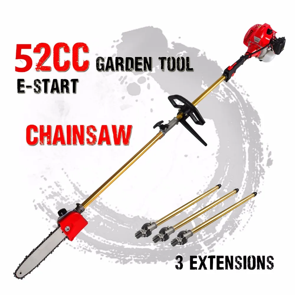 52cc Long Reach Pole gasoline Chainsaw telescopic pole Petrol Chain Saw Brush Cutter Tree Pruner with 3 extend pole Garden Tools